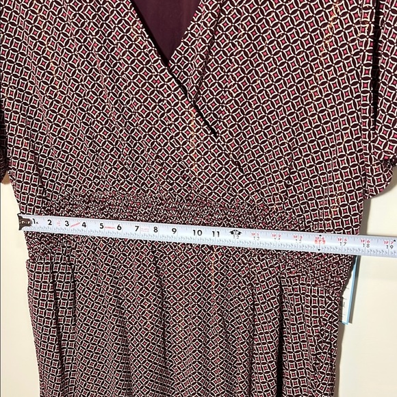 NWT Draper Burgundy Multi Ruched Flutter Sleeve Dress, Women’s XXL - Picture 7 of 8